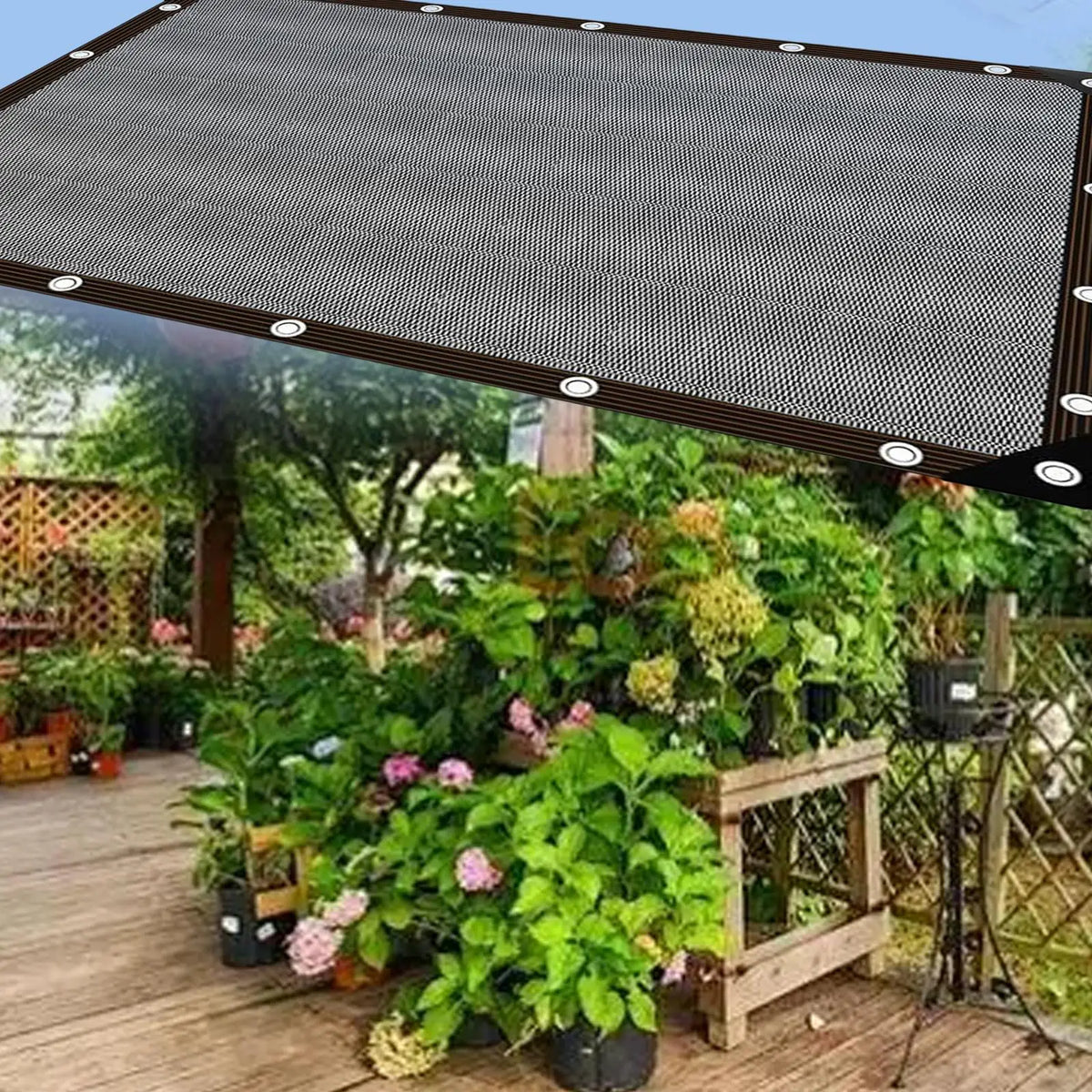 toile protection solaire gris foncé marron clair maille fine moderne 200cm 100cm résistante