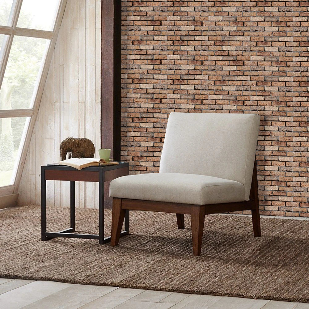 panneaux decoratifs murals 3d texture brique moderne adhesifs marron beige 30cm 30cm pack 10