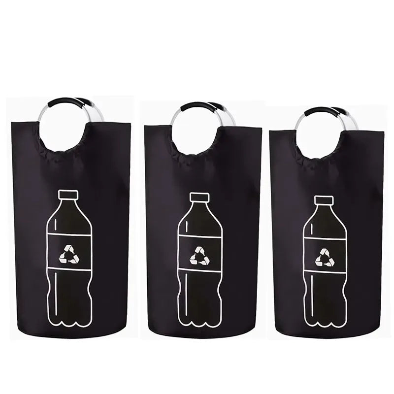 sac rangement pliable bouteilles recyclage 82l 115l moderne pratique poignées métalliques opaques illustration recyclable