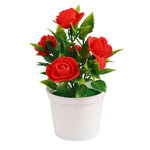 bouquet artificiel roses couleurs variées pot blanc décoration intérieure moderne minimaliste