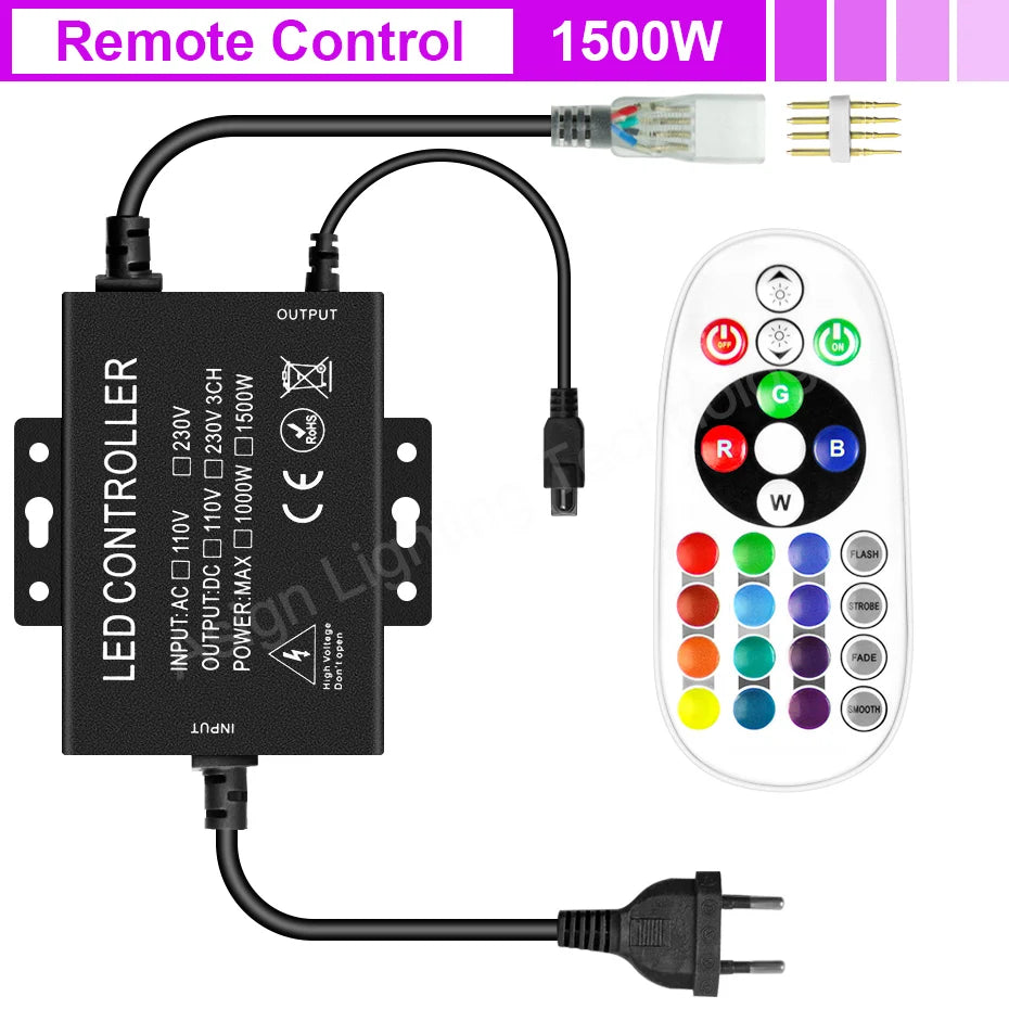 contrôleur led 220v 750w 1500w bluetooth tuya wifi télécommande noir blanc moderne