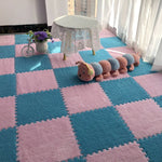 tapis modulable carreaux géométriques noir beige gris vert bleu rose moderne douillet insonorisant chambre