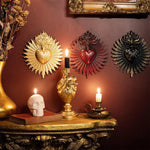 décoration murale cœur gothique or rouge noir relief floral baroque religieux vintage