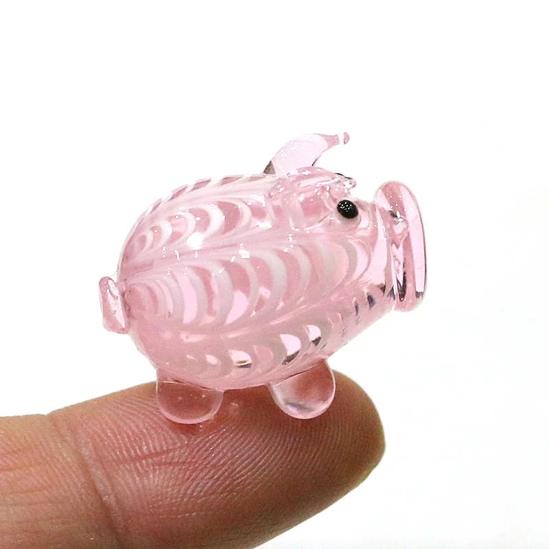 petite tirelire cochon verre artisanal décoratif rose vert bleu maison jardin