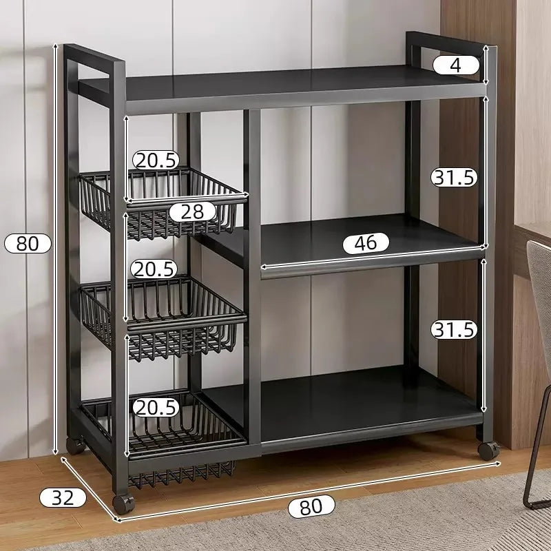 chariot roulette moderne rangement snack épicerie organisation cuisine légumes.storage shelf support mobile multifonctionnel métal