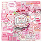 stickers rose dessins animés thème lecture coeurs livres rubans adhésifs mignons ordinateur portable téléphone