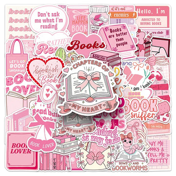stickers rose dessins animés thème lecture coeurs livres rubans adhésifs mignons ordinateur portable téléphone