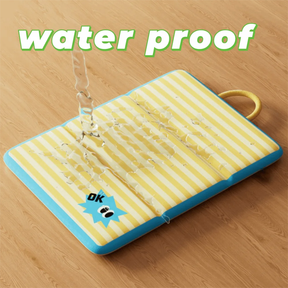 tapis imperméable antidérapant animaux rayures yeux violet vert jaune bleu moderne anneaux transport