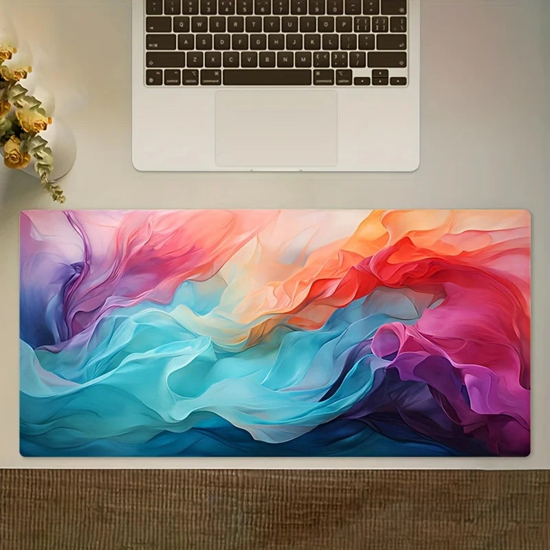 tapis souris multicolore abstrait moderne xxl 400x900mm 500x1000mm opalescent ondulé décoratif