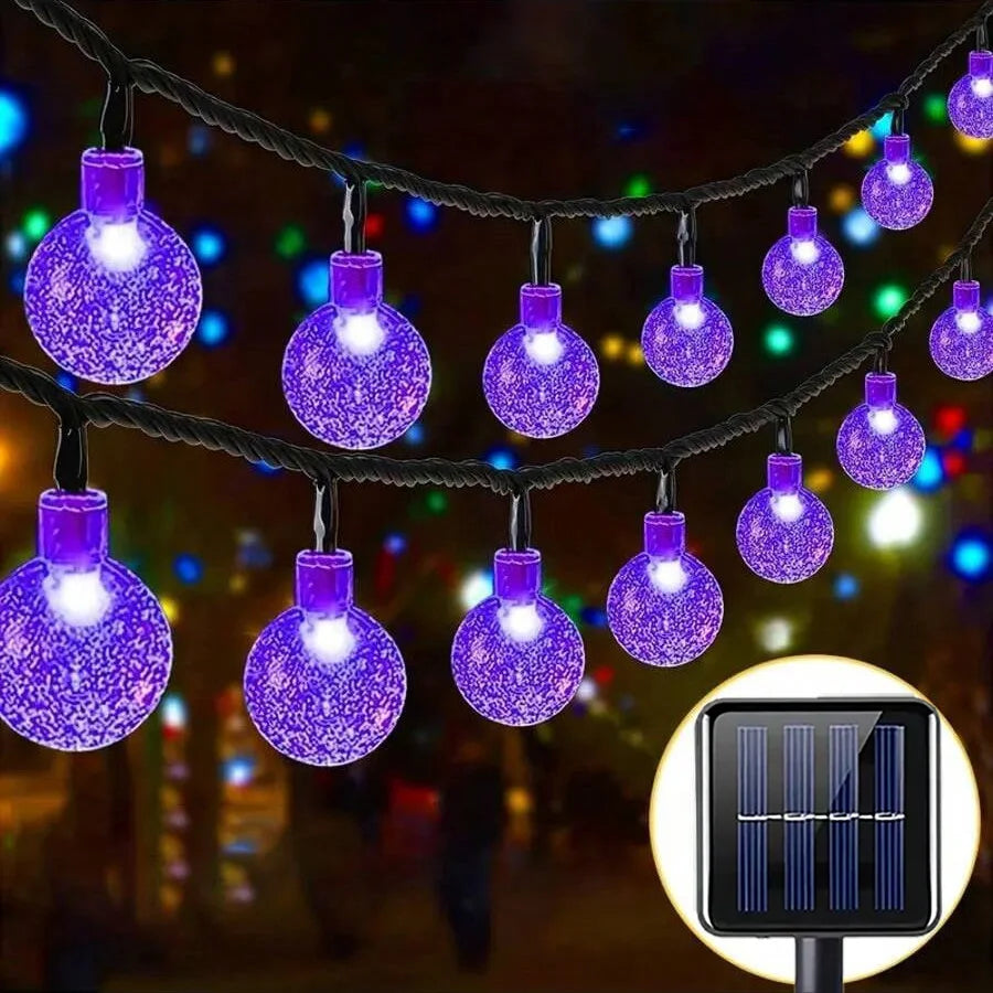 guirlande lumineuse solaire multicolore moderne texture granulée fixation panneau solaire