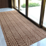 tapis paillasson marron rouge noir gris antidérapant moderne entrée cuisine chevron horizontal