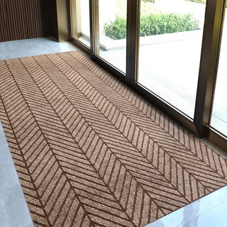 tapis paillasson marron rouge noir gris antidérapant moderne entrée cuisine chevron horizontal