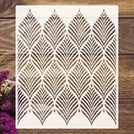 feuilles stylisées stencil blanc brun art deco peinture murale projet artisanal texture opaqueduocircle