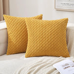 coussin carré orange texture tissée moderne garnissage blanc canapé salon décoration maison