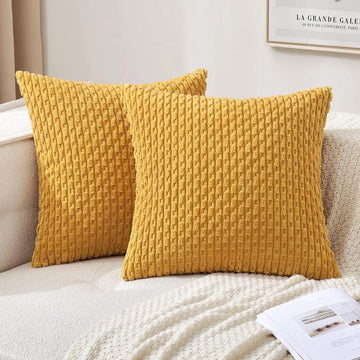 coussin carré orange texture tissée moderne garnissage blanc canapé salon décoration maison