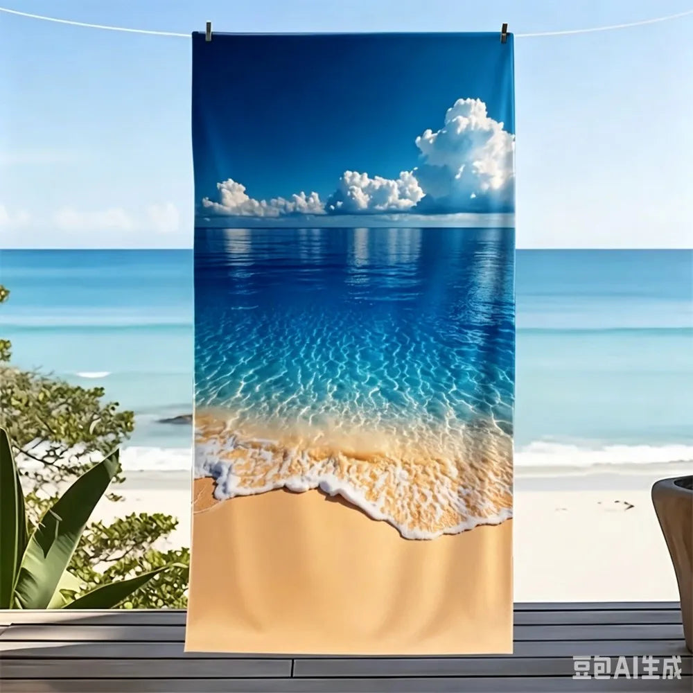 toile d'art paysage marin plage bleu nuages impression numérique 50x100cm clips