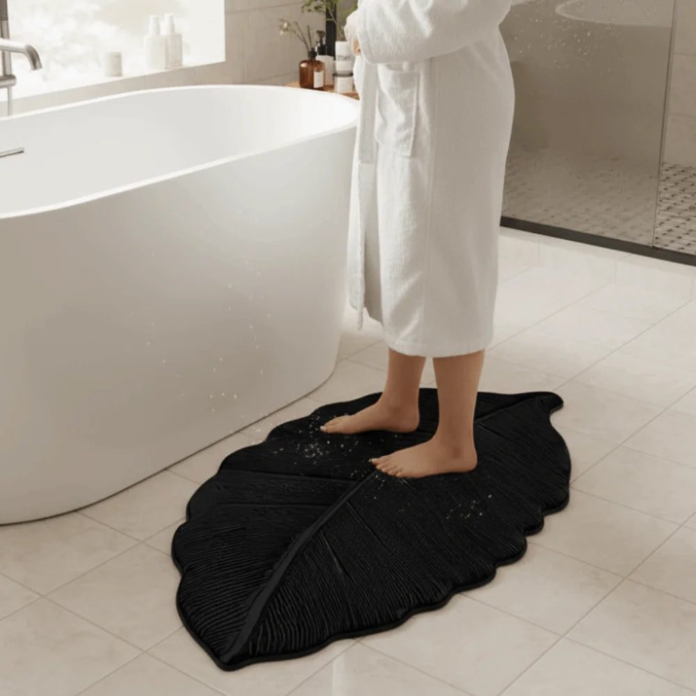 tapis feuille plante vert noir marron clair moderne naturel caoutchouc rapide absorbant doux