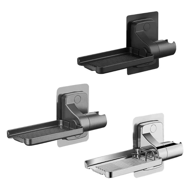 support pommeau douche adhésif porte savon rangement mural moderne flexible douche noir argenté grisclair