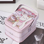 boîte biscuits blanc rose bleu vintage lapins mignons fleurs rubans anniversaire fête portable
