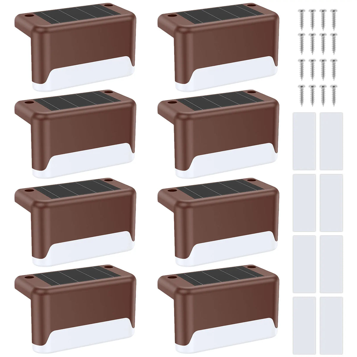 lumière solaire marron blanc moderne extérieure jardin patio escaliers décoration éclairage led vis fixations