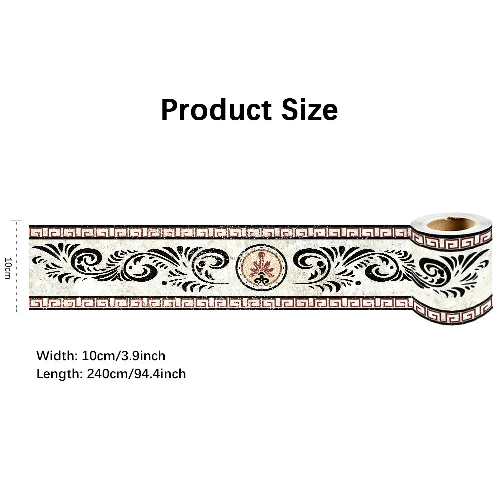ruban decoratif adhesif blanc motif geometrique 10cm 240cm classique decoration murale impermehable