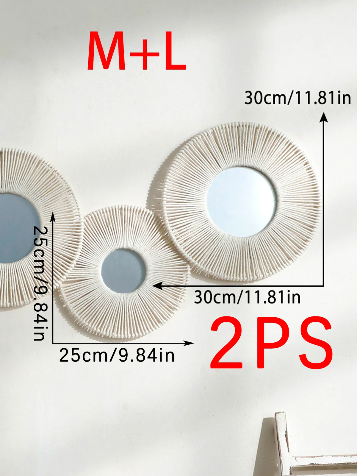 miroir mural rond tressé boho chic couleur beige noir blanc deco chambre salon