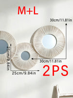 miroir mural rond tressé boho chic couleur beige noir blanc deco chambre salon