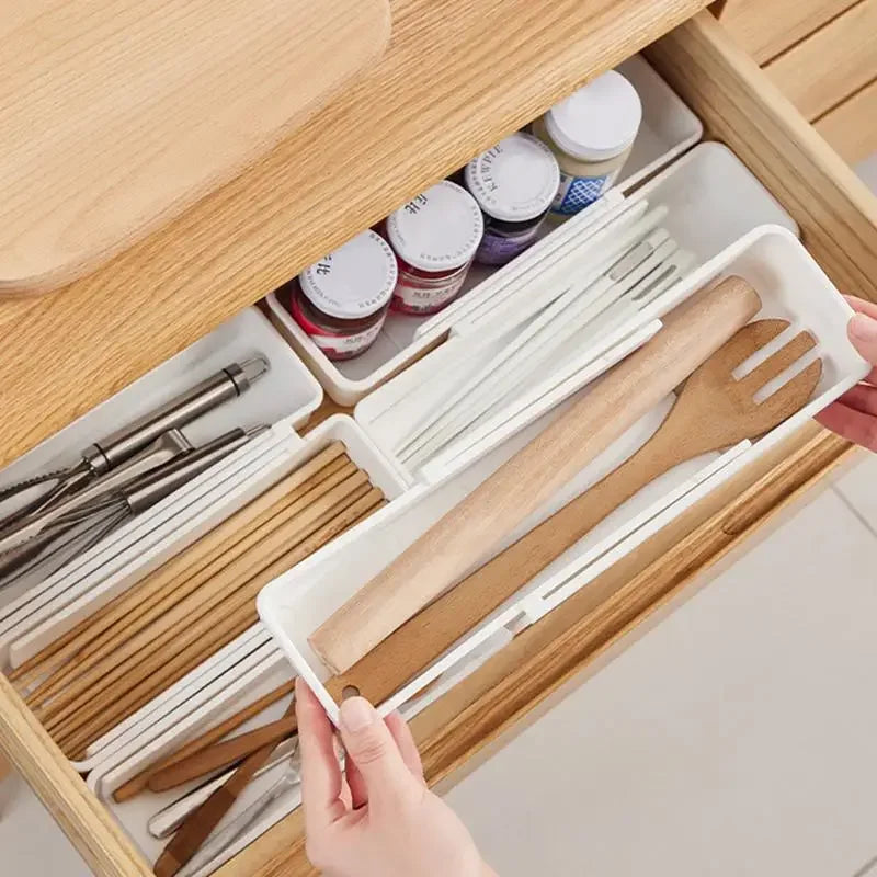 boîtes rangement tiroir blanc modernes pratiques cuisine vaisselle accessoires organisation