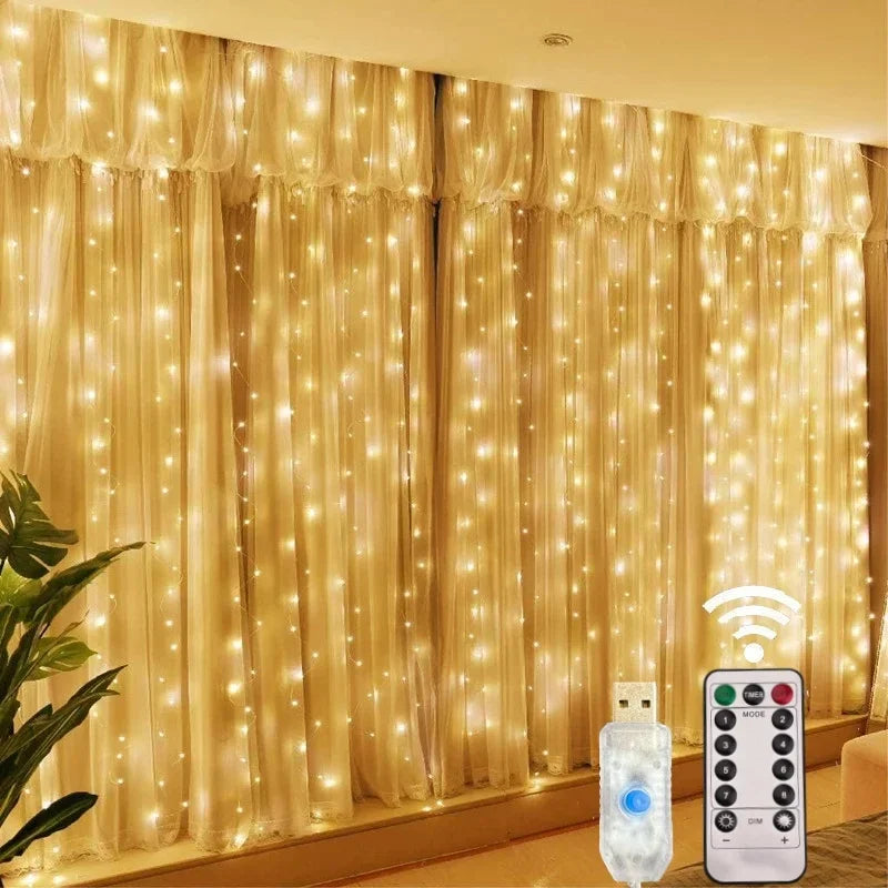 rideau lumineux led blanc points lumineux moderne modes télécommande usb 3m 4m 6m