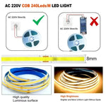 ruban led 220v 240leds smart ic blanc naturel chaud adhésif moderne minimaliste