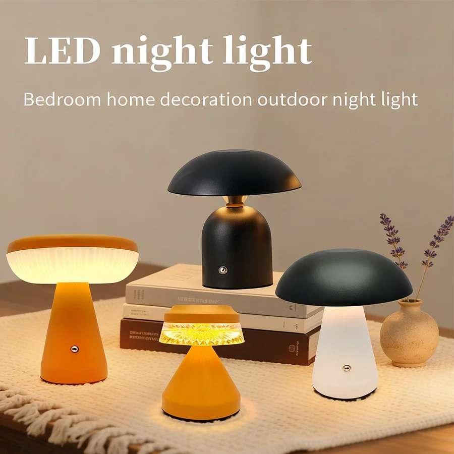 lampe table led conique tactile minimaliste nuit décoration chambre noir orange