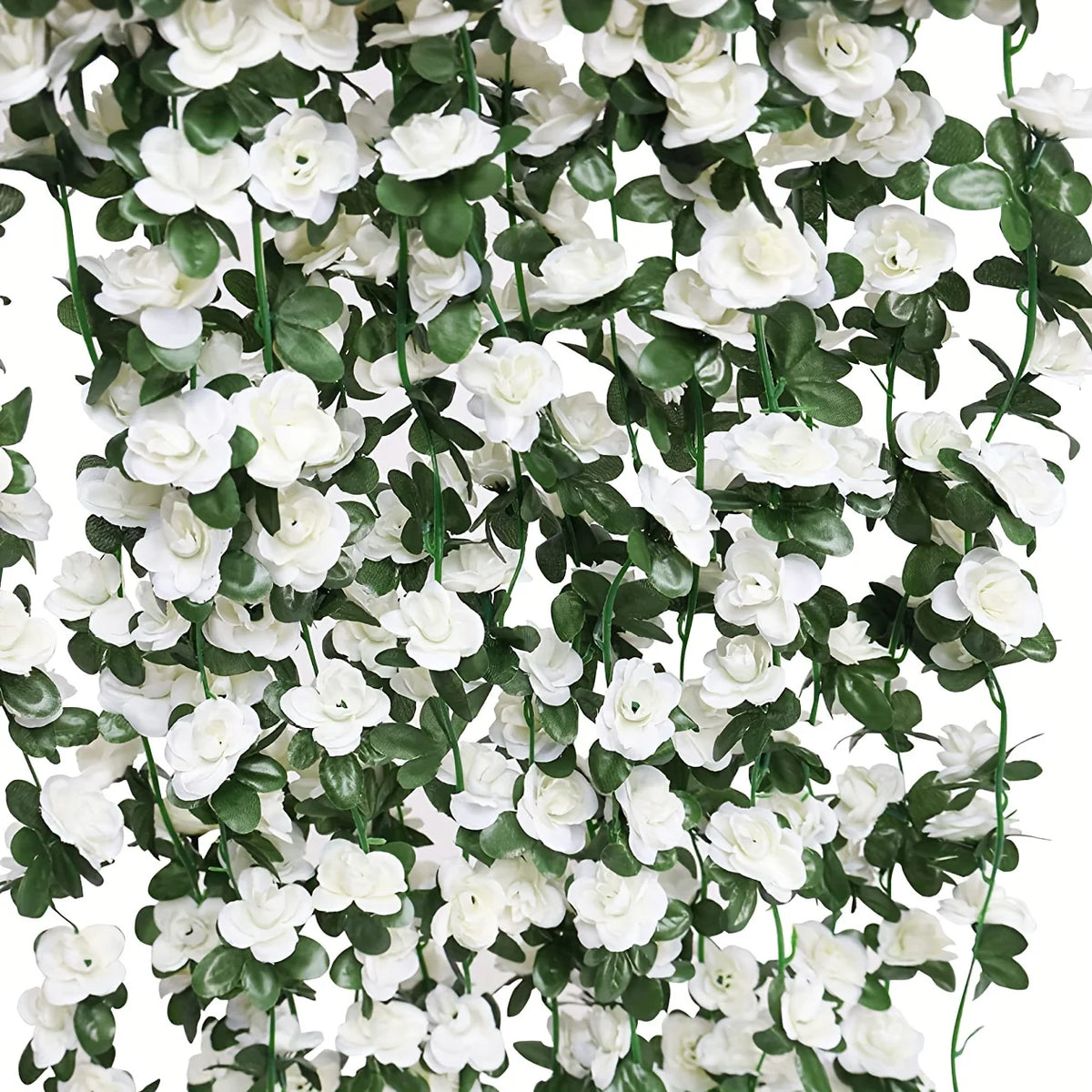 guirlande fleurs artificielles roses vertes décoration murale mariage romantique intérieur festive anniversaire