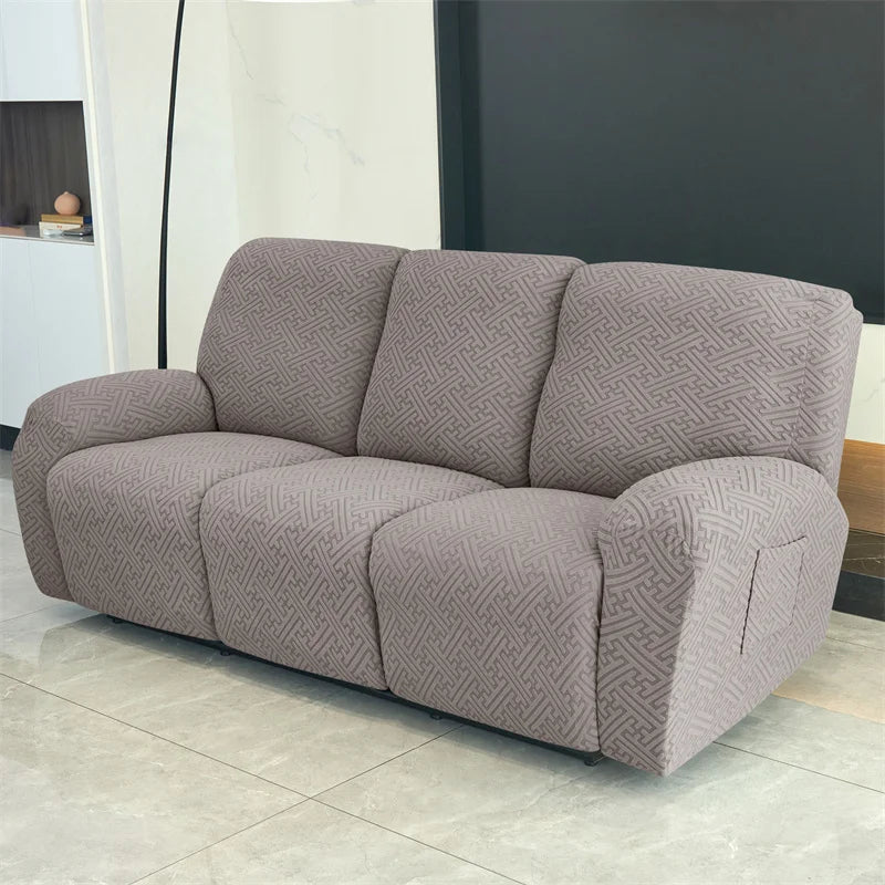 housse canapé inclinable gris jacquard moderne extensible poches fauteuil salon maison