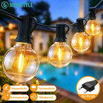 guirlande lumineuse led g40 extérieure transparente jaune doré sphères verre filament blanc vintage clips