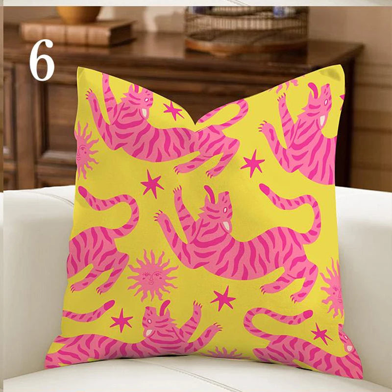 housse coussin motif animalier floral multicolore moderne carré 45x45cm polyester