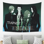 tapisserie murale anime trapnest trigger personnages rock japonais noir vert blanc illustration album musique