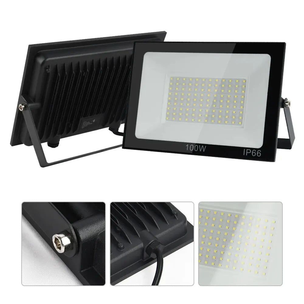 projecteur led noir moderne ip65 mural 10w 20w 30w 50w 100wextérieur aluminium