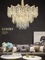 lustre crystal doré moderne élégant led 6000k 4000k 3000k minimaliste haute qualité