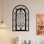 grille fenêtre noire ornements floraux classique métal décoration extérieure patio porte entrée