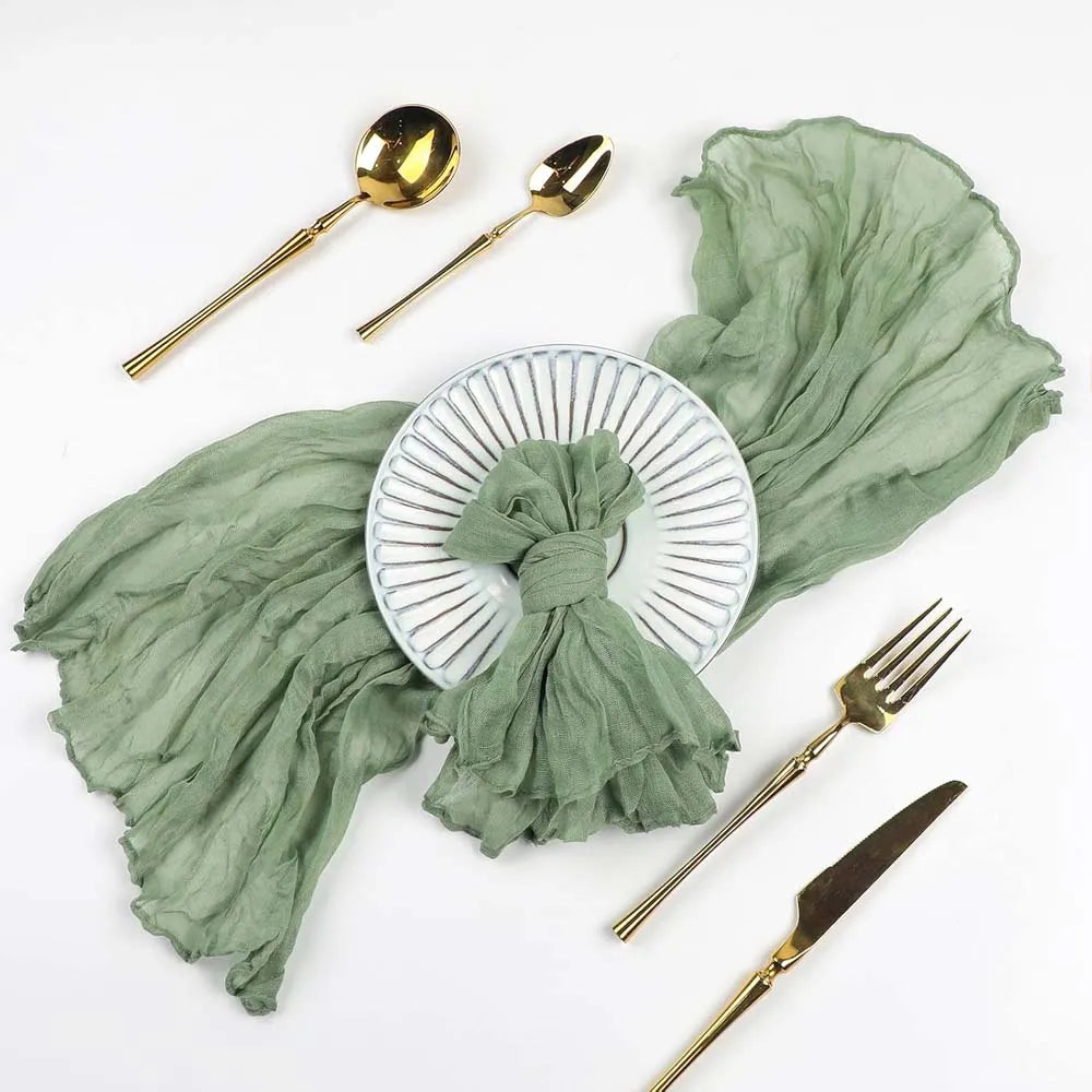 serviettes gaze lin vert olive élégantes rustiques modernes maison restaurant mariage pièces 20x20cm