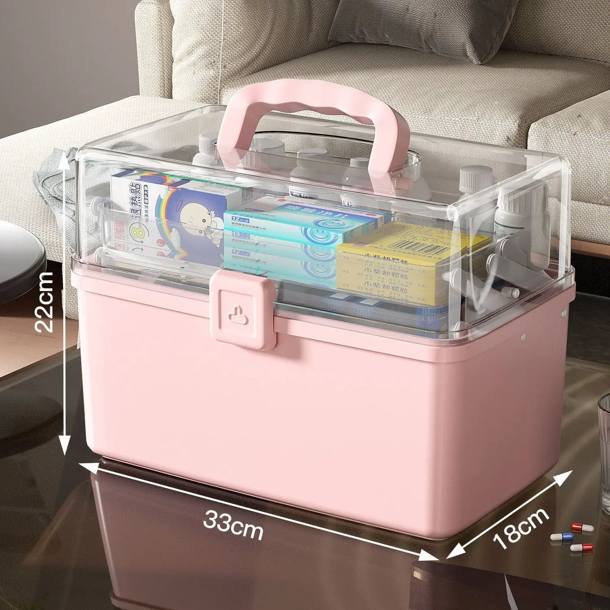 boîte rangement médicaments transparente moderne poignée anti humidité blanc storage ecofriendly