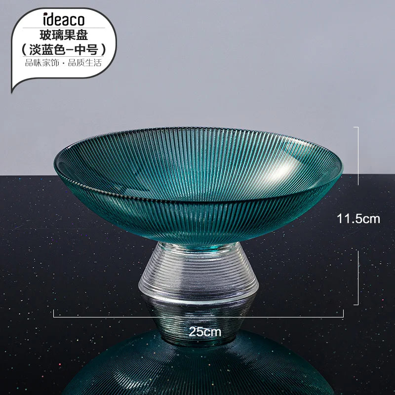 assiettes verre rayées vert clair moderne élégantes décoration table grande capacité