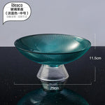 assiettes verre rayées vert clair moderne élégantes décoration table grande capacité