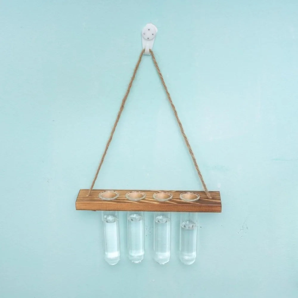 porte plantes mural bois naturel verre transparent minimaliste rustique decoration murale