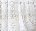 rideau blanc broderie florale transparent classique fenêtre française polyester haut gamme