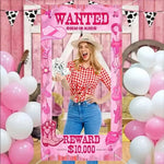 décoration photo anniversaire western motifs cactus bottes chapeaux panneau wanted opaque cowgirl