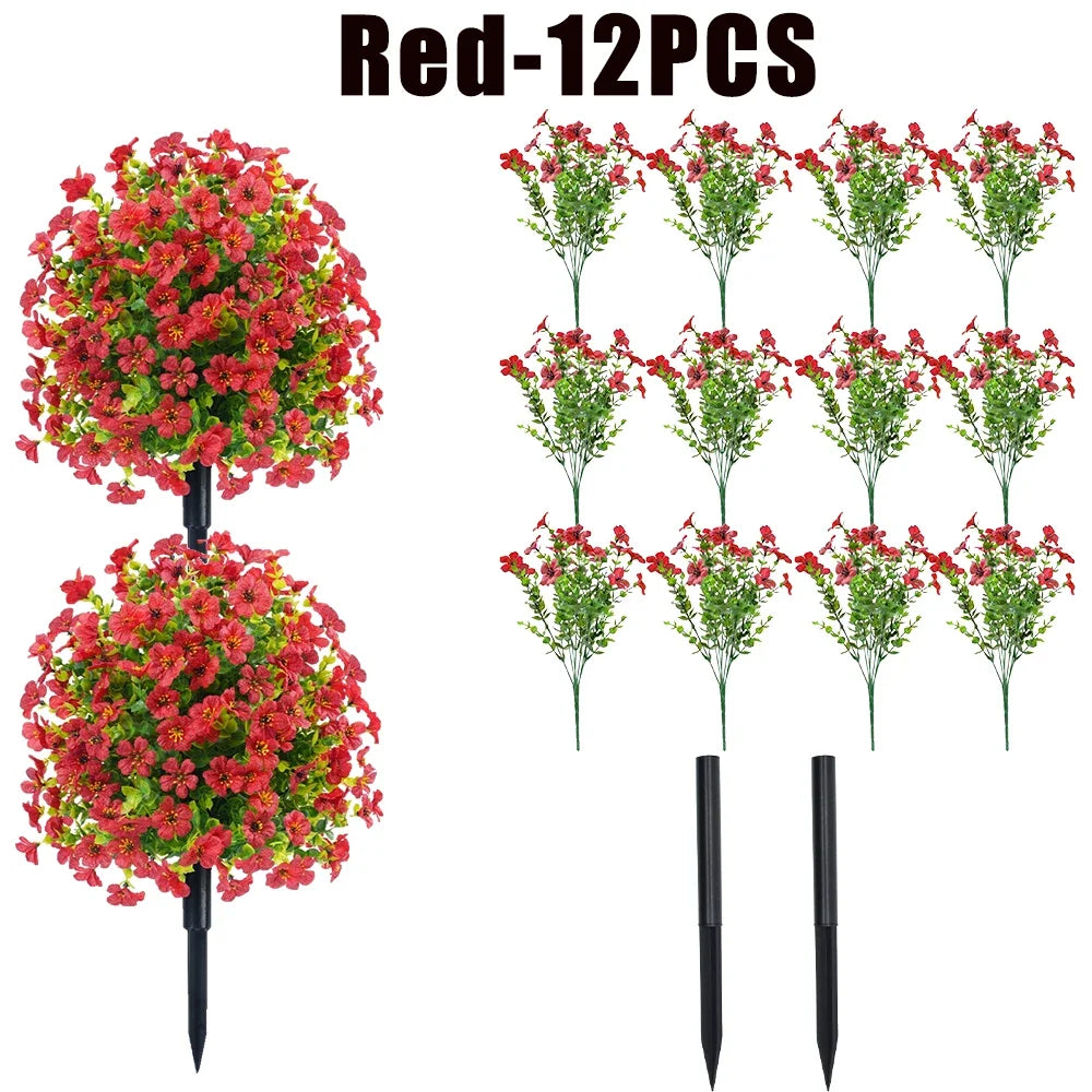 bouquets artificiels violet vert modernes decoration exterieure intérieure 35cm fleurs feuilles