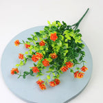 bouquets fleurs artificielles jaune violet vert feuilles modernes extérieur mariage piques tiges flexibles