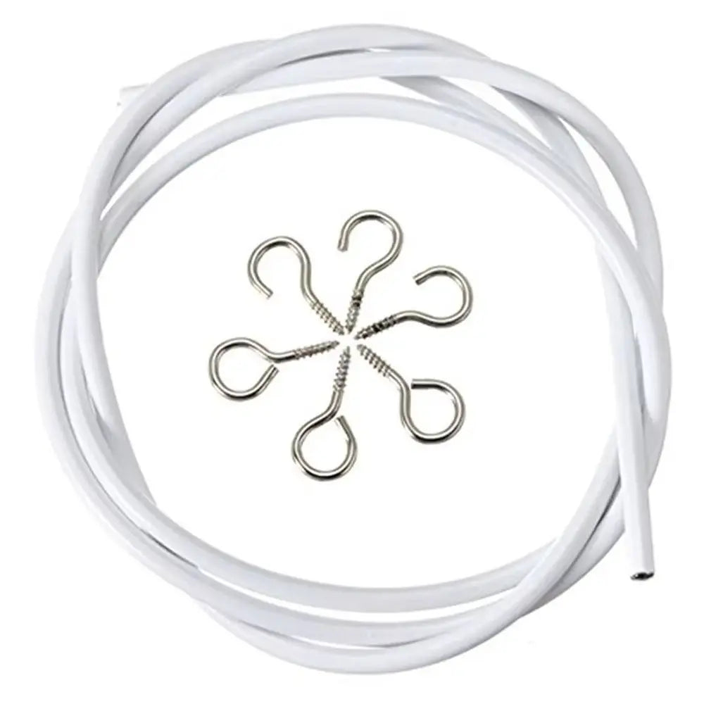 câble blanc crochets argentés kit suspension tiges blanches minimaliste fixations murales accessoires rideau anneaux