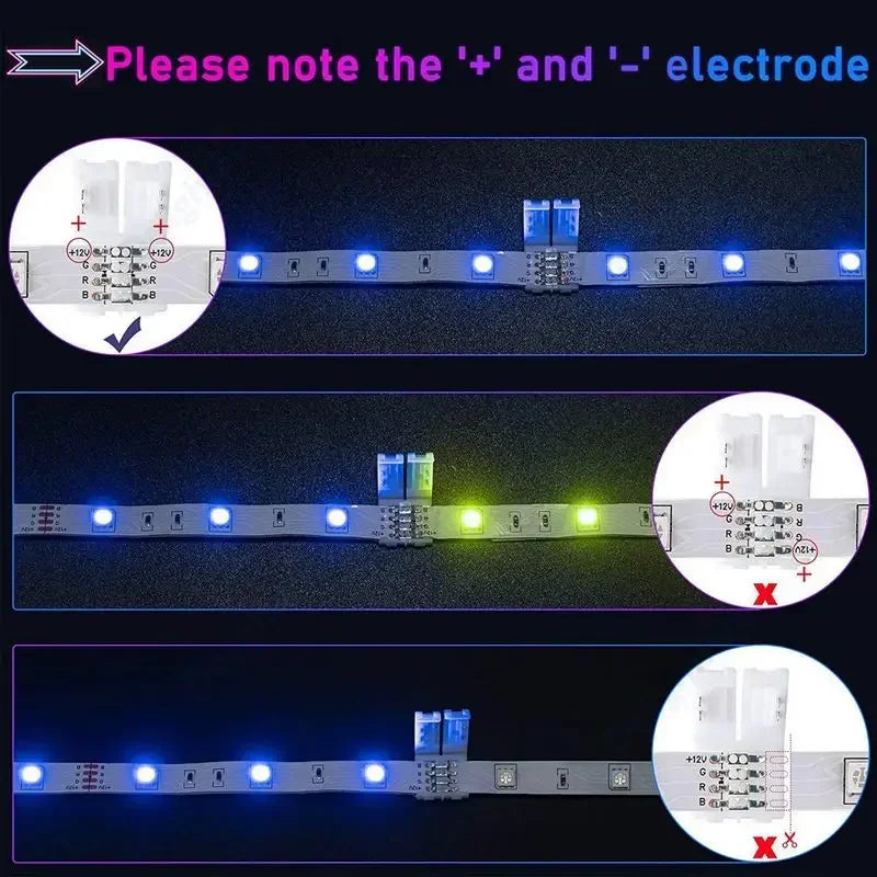 connecteurs ruban led blanc lisse 24v pvc moderne clips 100mm 10 pièces